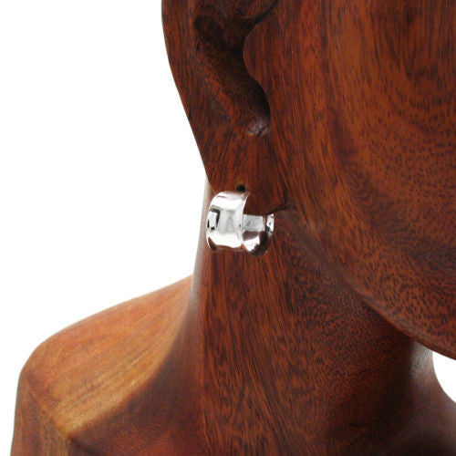 Sterling Silver Inverted Cigar Band Post Earrings 16mm