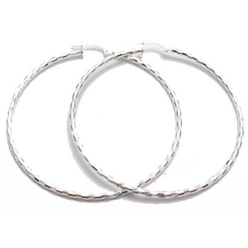 Beautiful Large Diamond Cut Hoop Earrings | Wholesale Sterling Silver Jewelry | Main