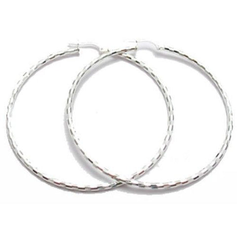 Beautiful Large Diamond Cut Hoop Earrings | Wholesale Sterling Silver Jewelry | Main