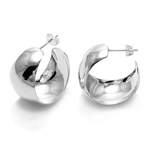 Large Plain Cigar Band Post Earrings in 29mm | Wholesale Sterling Silver Jewelry | Main