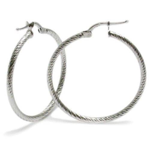 Laser Cut Twist Hoop Earrings | Wholesale Sterling Silver Jewelry | Main