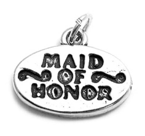 Gorgeous "Maid of Honor" Script Charm. Wholesale Sterling Silver Charms - Jewelry