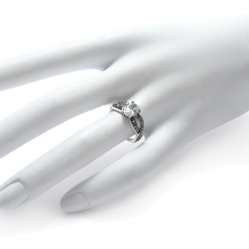 Marcasite Infinity Ring with Oval CZ Center Stone | Wholesale Sterling Silver Rings - Jewelry | Hand photo