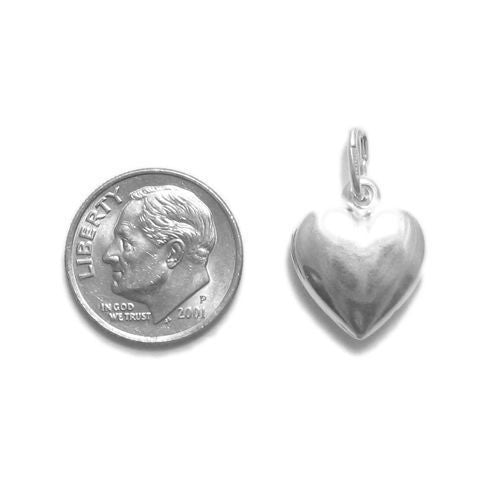 Gorgeous Medium Puffed Heart Charm. Wholesale Sterling Silver Charms - Jewelry. Alternate.