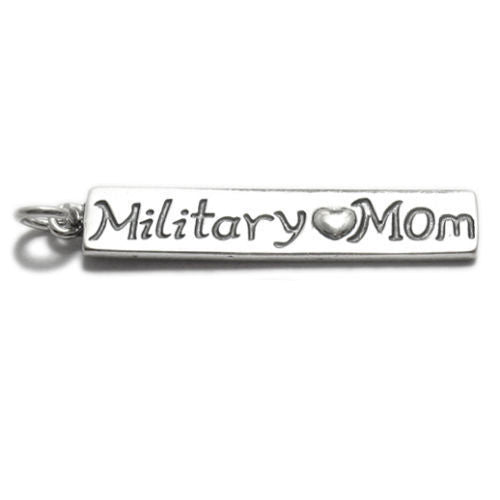 Lovely "Military ♡ Mom" Talking Charm for your Mother to cherish. Wholesale Sterling Silver Charms -  Jewelry