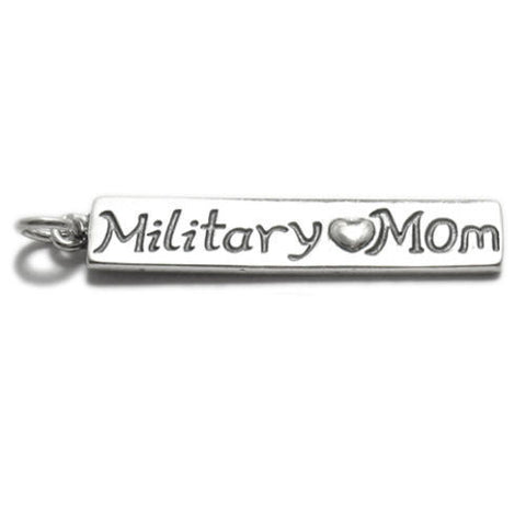 Lovely "Military ♡ Mom" Talking Charm for your Mother to cherish. Wholesale Sterling Silver Charms -  Jewelry