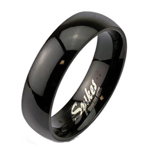 Glossy polished black stainless steel dome ring for men and women | Wholesale Jewelry