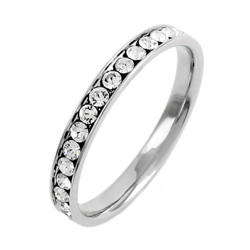 Brilliant stainless steel eternity ring with .96 carat of CZs | Wholesale Jewelry