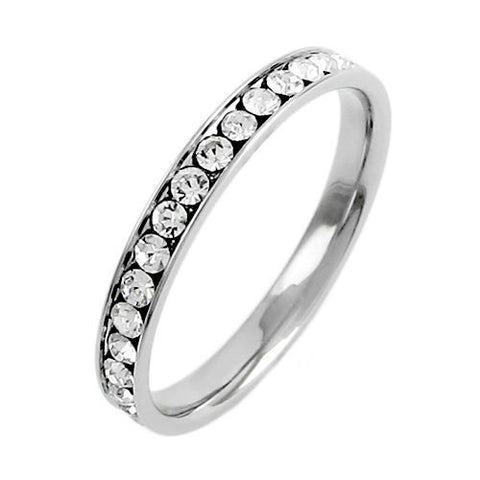Brilliant stainless steel eternity ring with .96 carat of CZs | Wholesale Jewelry