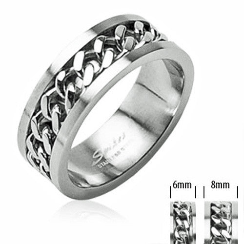 Stainless Steel Spinning Ring w/ Cuban Band. Wholesale
