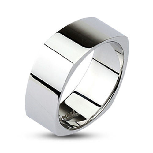 Mirror polished squared stainless steel band ring for men and women | Wholesale Jewelry