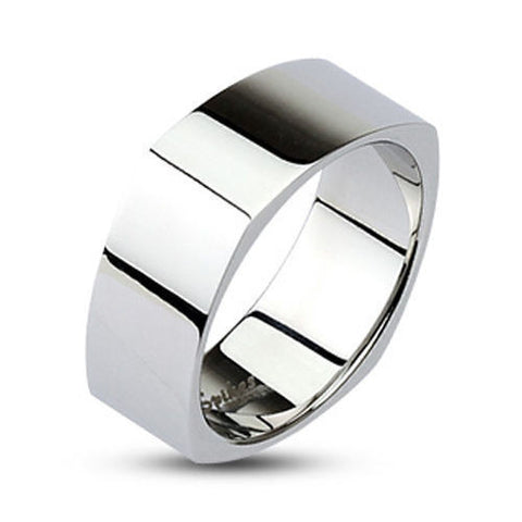 Mirror polished squared stainless steel band ring for men and women | Wholesale Jewelry