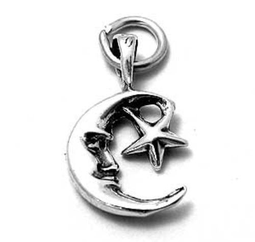 Beautiful and Dainty Moon and Star Charm | Wholesale 925 Sterling Silver Pendant - Jewelry | Main