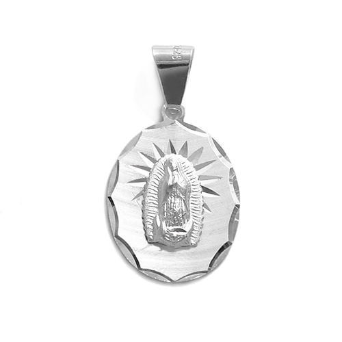 Extravagant Mother Mary Maria Dia Cut on Small Oval Pendant | Wholesale 925 Sterling Silver Pendant - Jewelry | Main