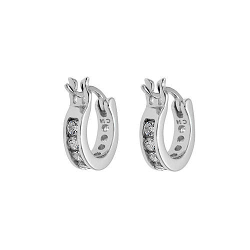 Multi-CZ Eternity Hoop Earrings in 12mm | Wholesale Sterling Silver Jewelry | Alternate