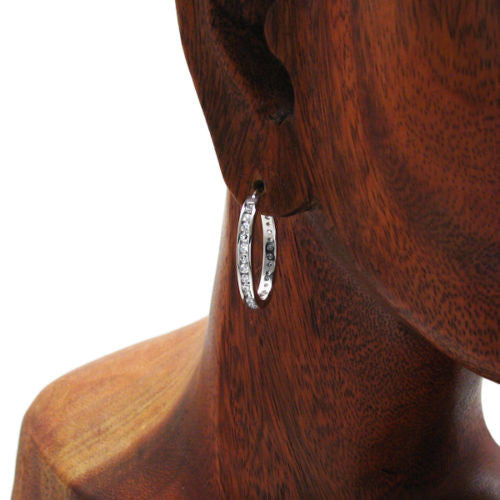 Multi-CZ Eternity Hoop Earrings in 25mm | Wholesale Sterling Silver Jewelry | Alternate