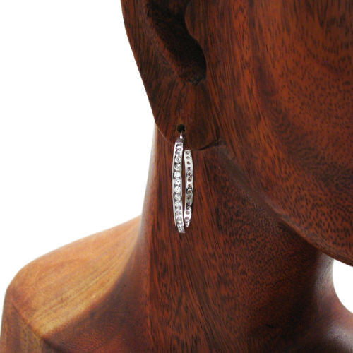 Multi-CZ Eternity Hoop Earrings in 30mm | Wholesale Sterling Silver Jewelry | Alternate