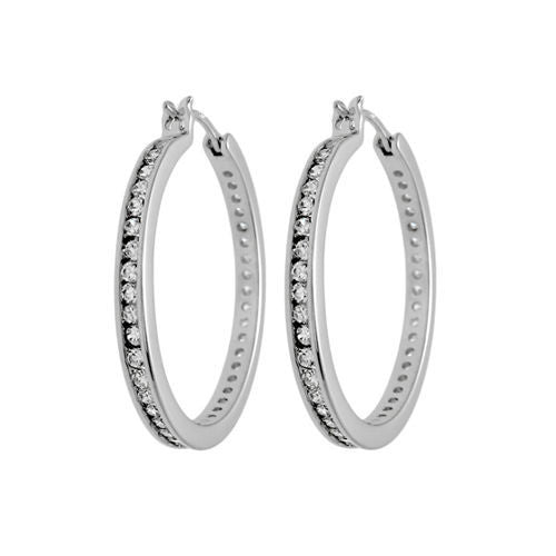 Multi-CZ Eternity Hoop Earrings in 30mm | Wholesale Sterling Silver Jewelry | Alternate