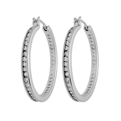 Multi-CZ Eternity Hoop Earrings in 35mm | Wholesale Sterling Silver Jewelry | Alternate
