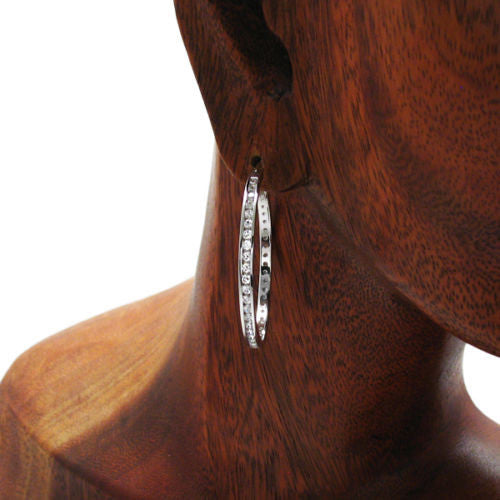 Multi-CZ Eternity Hoop Earrings in 40mm | Wholesale Sterling Silver Jewelry | Alternate