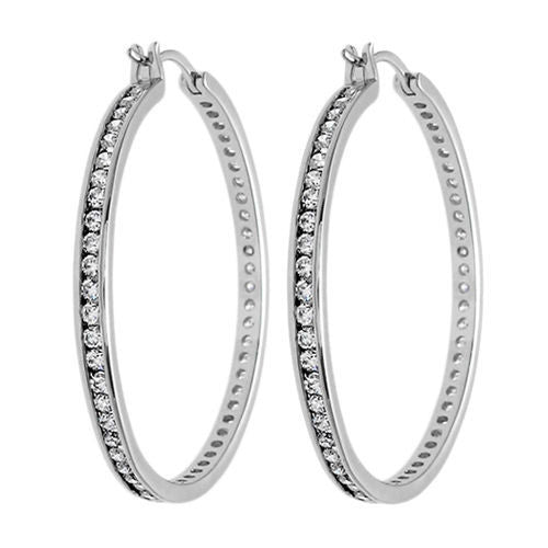 Multi-CZ Eternity Hoop Earrings in 40mm | Wholesale Sterling Silver Jewelry | Alternate