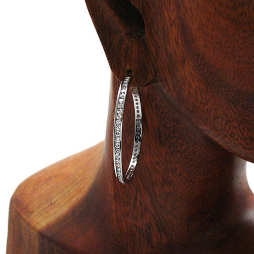 Multi-CZ Eternity Hoop Earrings in 45mm | Wholesale Sterling Silver Jewelry | Alternate