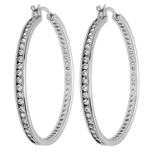 Multi-CZ Eternity Hoop Earrings in 45mm | Wholesale Sterling Silver Jewelry | Alternate