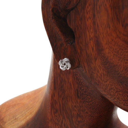 Exquisite Mullti CZ Knot Design Post Earrings | Wholesale Sterling Silver Jewelry | Alternate