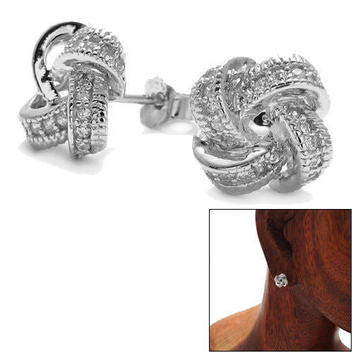 Exquisite Mullti CZ Knot Design Post Earrings | Wholesale Sterling Silver Jewelry | Alternate