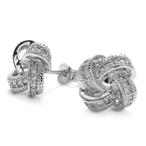 Exquisite Mullti CZ Knot Design Post Earrings | Wholesale Sterling Silver Jewelry | Main
