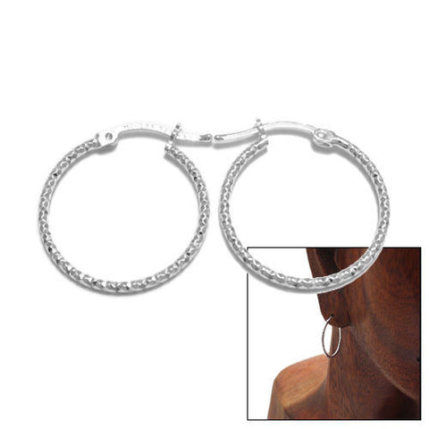 Multi-Diamond Cut Hoop Earrings in 22mm | Wholesale Sterling Silver Jewelry | Main