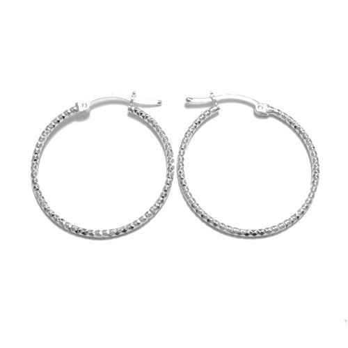 Multi-Diamond Cut Hoop Earrings in 28mm | Wholesale Sterling Silver Jewelry | Alternate