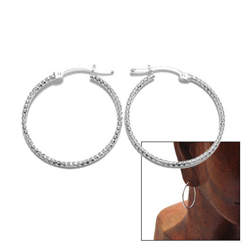 Multi-Diamond Cut Hoop Earrings in 28mm | Wholesale Sterling Silver Jewelry | Main
