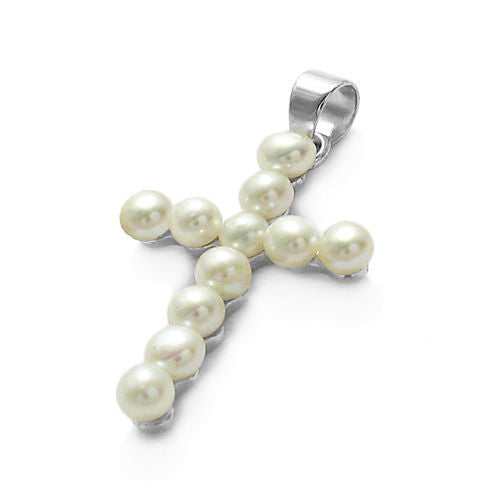 Gorgeous Sterling Silver Multi-Pearl Cross Pendant | Wholesale 925 Sterling Silver Pendant - Jewelry | Main