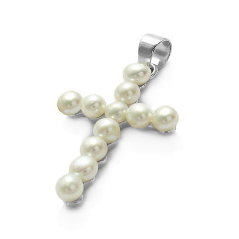 Gorgeous Sterling Silver Multi-Pearl Cross Pendant | Wholesale 925 Sterling Silver Pendant - Jewelry | Main