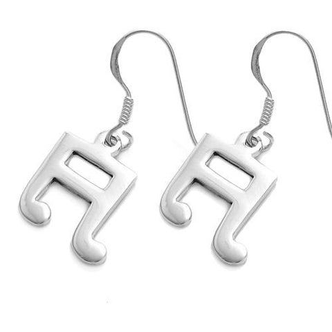 Adorable musical note hanging hook earrings | Wholesale 925 Sterling Silver Jewelry | Item photo