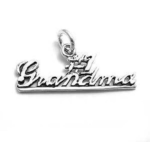 Elegant "#1 Grandma" Calligraphy Charm for your favorite Grandma. Wholesale Sterling Silver Charms - Jewelry