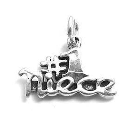 Gorgeous "#1 Niece" Calligraphy Charm for your favorite Niece. Wholesale Sterling Silver - Jewelry. Main.