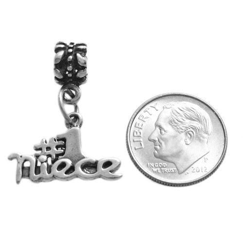 Charming "#1 Niece" Calligraphy Charm for your favorite Niece. Wholesale Sterling Silver Charms - Jewelry. Alternate