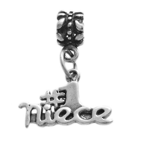 Charming "#1 Niece" Calligraphy Charm for your favorite Niece. Wholesale Sterling Silver Charms - Jewelry. Main.