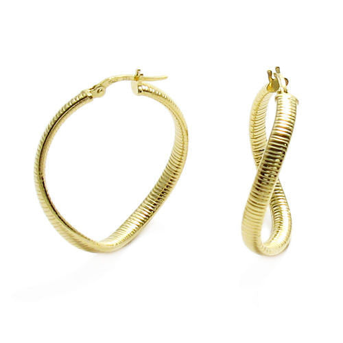 Omega Twisting Hoop Earrings in Gold | Wholesale Sterling Silver Jewelry | Alternate