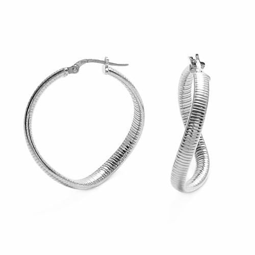 Omega Twisting Hoop Earrings in Silver | Wholesale Sterling Silver Jewelry | Alternate