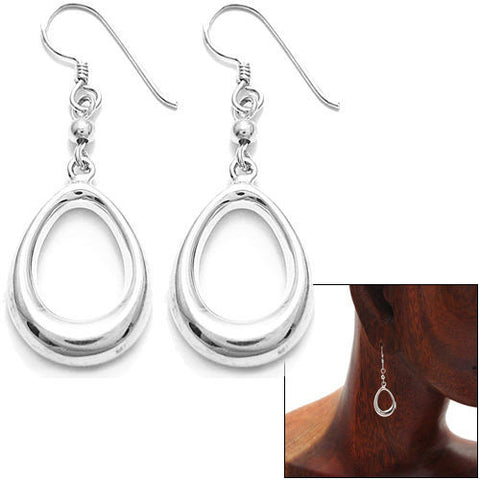 Open oval teardrop frame hanging hook earrings | Wholesale 925 Sterling Silver Jewelry | Combo photo