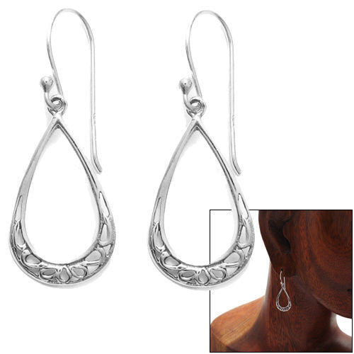 Intricate open teardrop with scrolls hook earrings | Wholesale 925 Sterling Silver Jewelry | Combo Photo