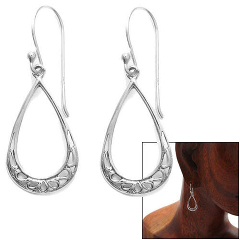 Intricate open teardrop with scrolls hook earrings | Wholesale 925 Sterling Silver Jewelry | Combo Photo