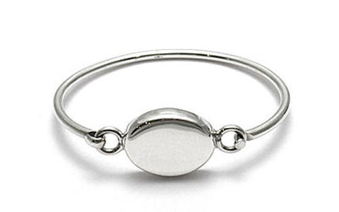 Precious Child's Bangle Bracelet with Gorgeous Engravable Oval Plate - 6 Inch | Wholesale 925 Sterling Silver Jewelry | Main