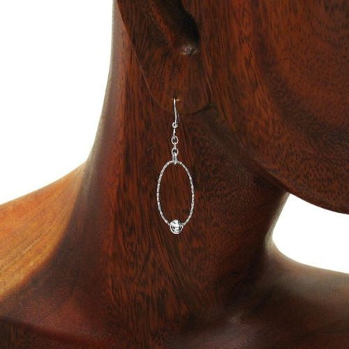Faceted oval moon bead hanging earrings | Wholesale 925 Sterling Silver Jewelry | Alternate photo
