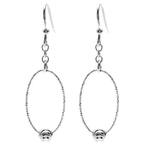 Faceted oval moon bead hanging earrings | Wholesale 925 Sterling Silver Jewelry | Main photo
