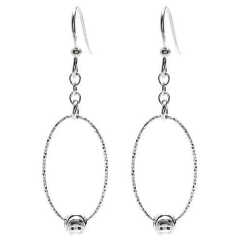 Faceted oval moon bead hanging earrings | Wholesale 925 Sterling Silver Jewelry | Main photo