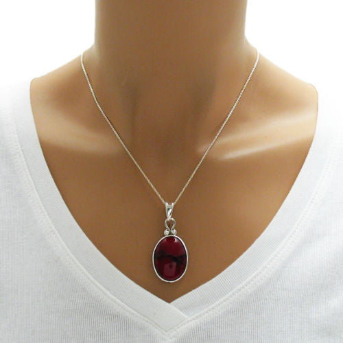 Beautiful pendant with a bright red jasper oval cabochon | Wholesale 925 Sterling Silver Jewelry | Alternate photo